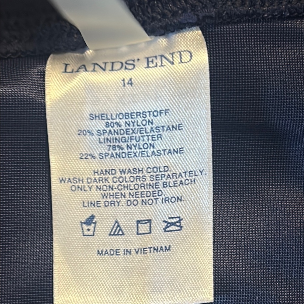 Lands' End Blue Swim Set top size 14 long mastectomy swim skirt swim bottom 14 - Picture 8 of 8